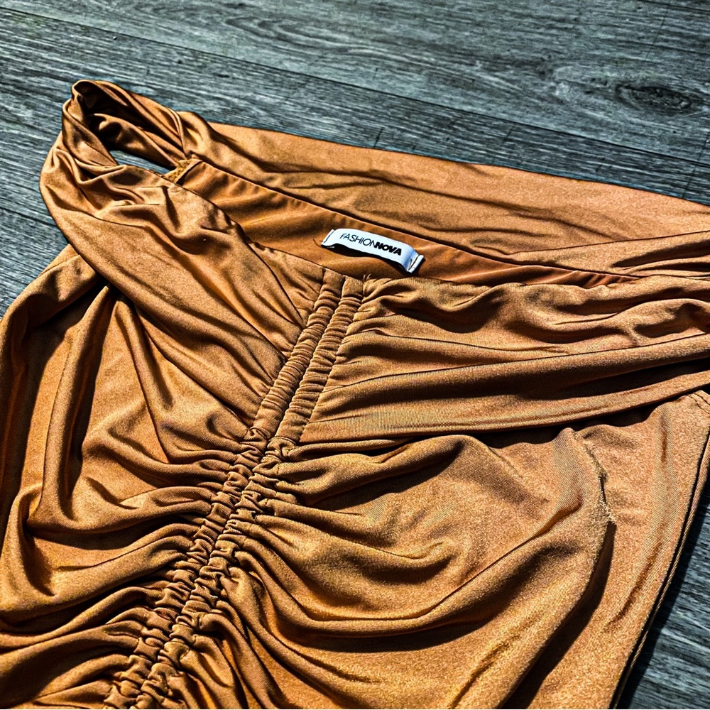 ORANGE MINI BODYCON DRESS - Picture 4 of 6